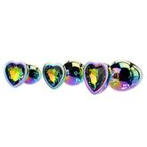 Adam & Eve Rainbow Heart Shape Metal Anal Plug Set Butt Plugs